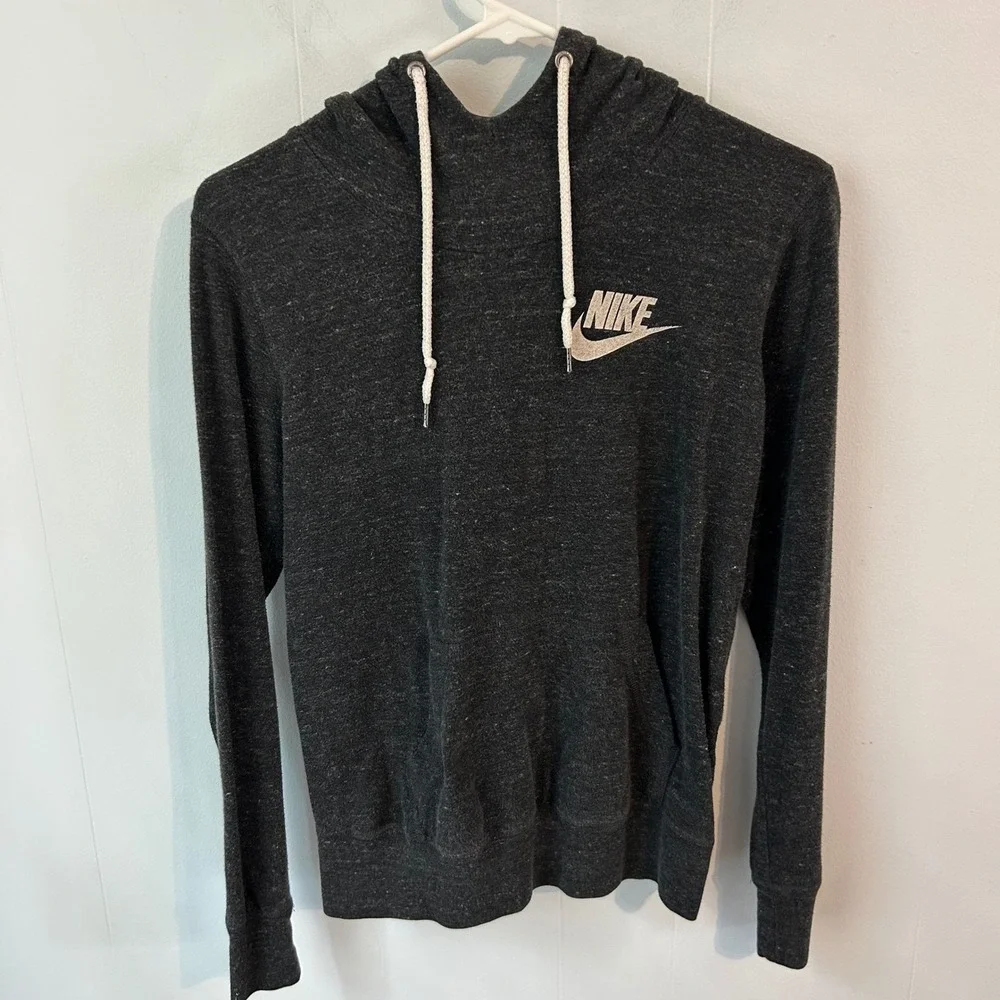 Nike‎ Sportswear Gym Vintage Hoodie Charcoal Grey Heather Pullover Womens Medium